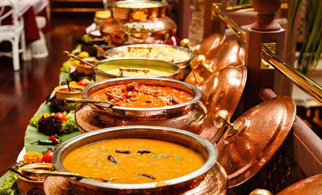 Catered buffet with prepared dishes