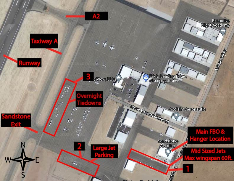 Sandstone Aviation FBO parking map